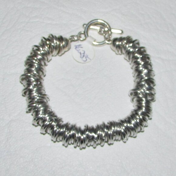 Silver Multi-Ring Toggle Bracelet - 3/8" - NEW - Picture 1 of 9